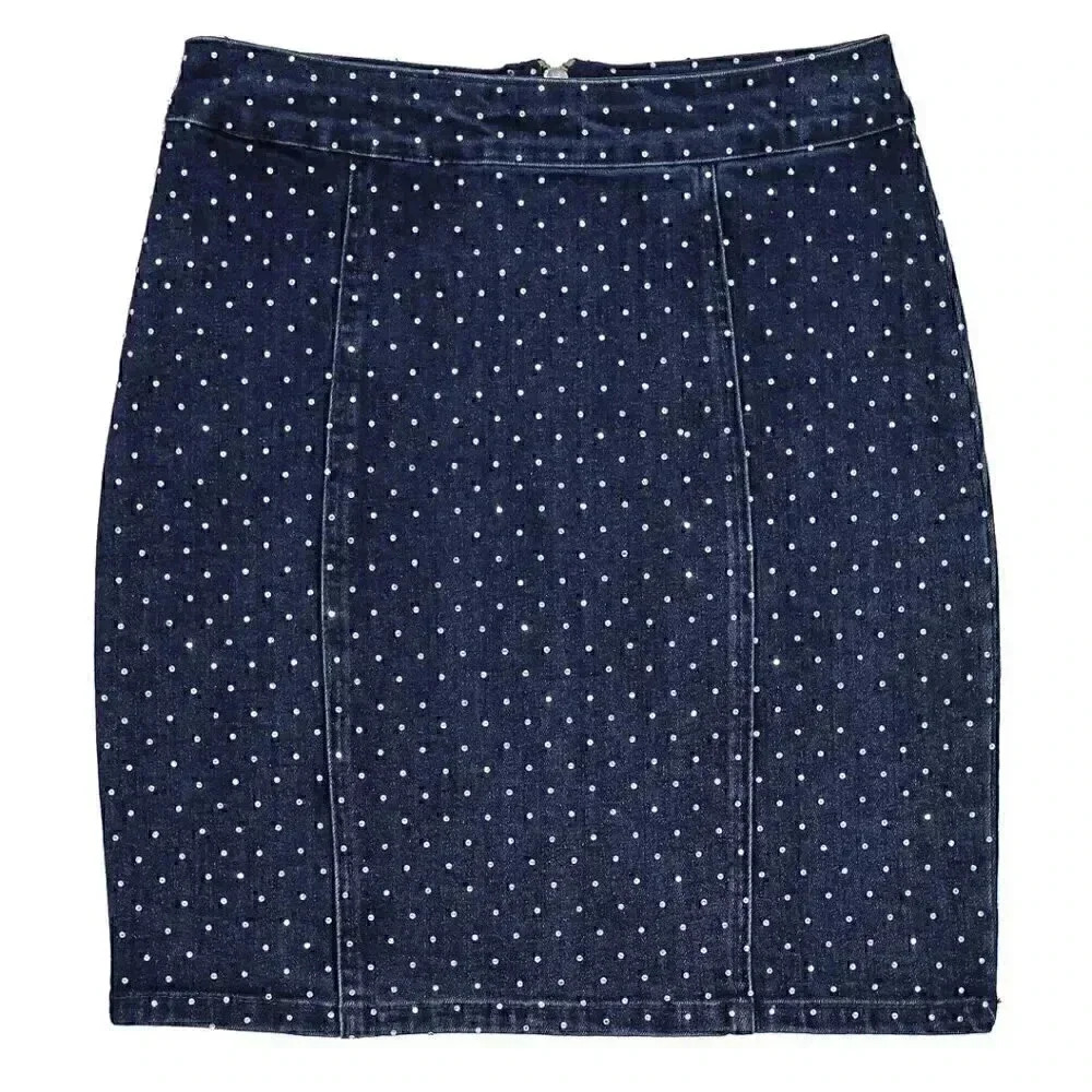 Sequin Denim High‎ Waisted Mini Skirt Size Small 90s Jean Short Skirt Summer